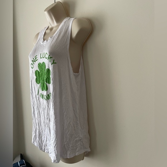 Miken flow tank top white green tank top One Lucky Mama medium size - Picture 4 of 8